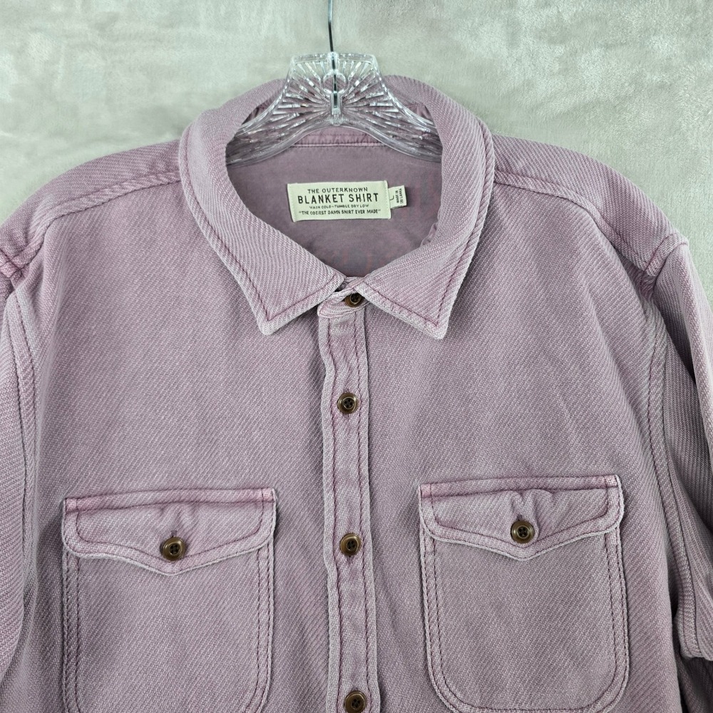 Outerknown Blanket Shirt Mens Large Purple Twill Long Sleeve Heavyweight Flannel - Picture 3 of 7
